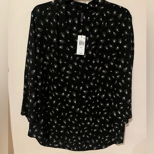 NYDJ blouse, new with tags. black with white/cream pattern. size L